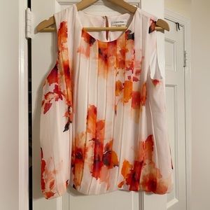 Calvin Klein Pleated Floral Top